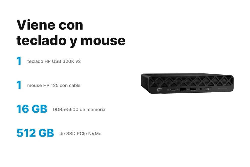 Teclado y mouse incluidos con el HP EliteDesk 8 Mini G1a