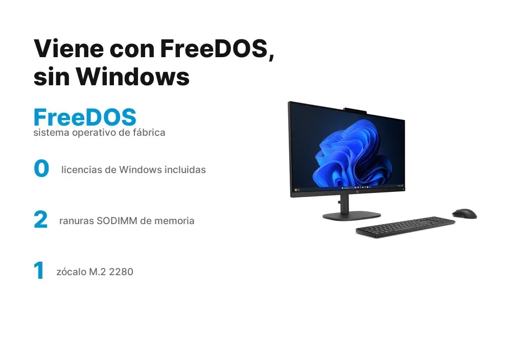 El HP ProStudio 2 AiO G2i viene con FreeDOS, sin licencia de Windows