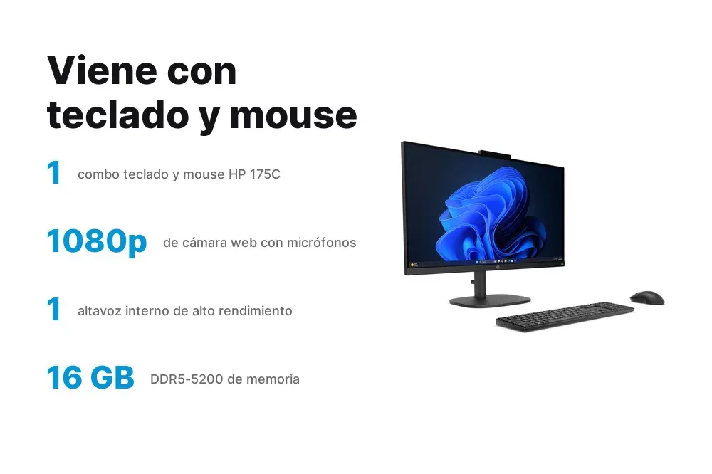 Teclado, mouse y cámara web del HP ProStudio 2 AiO G2i