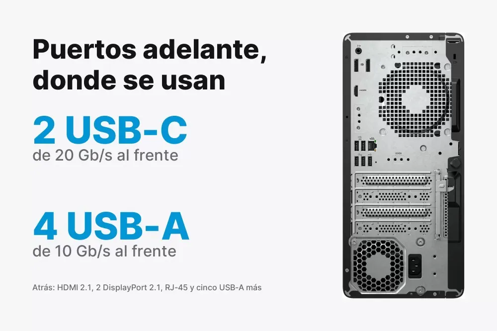 Puertos delanteros y traseros de la HP Z1 G1i