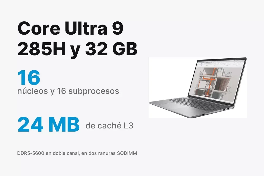 HP ZBook X G1i con Core Ultra 9 285H y 32 GB DDR5