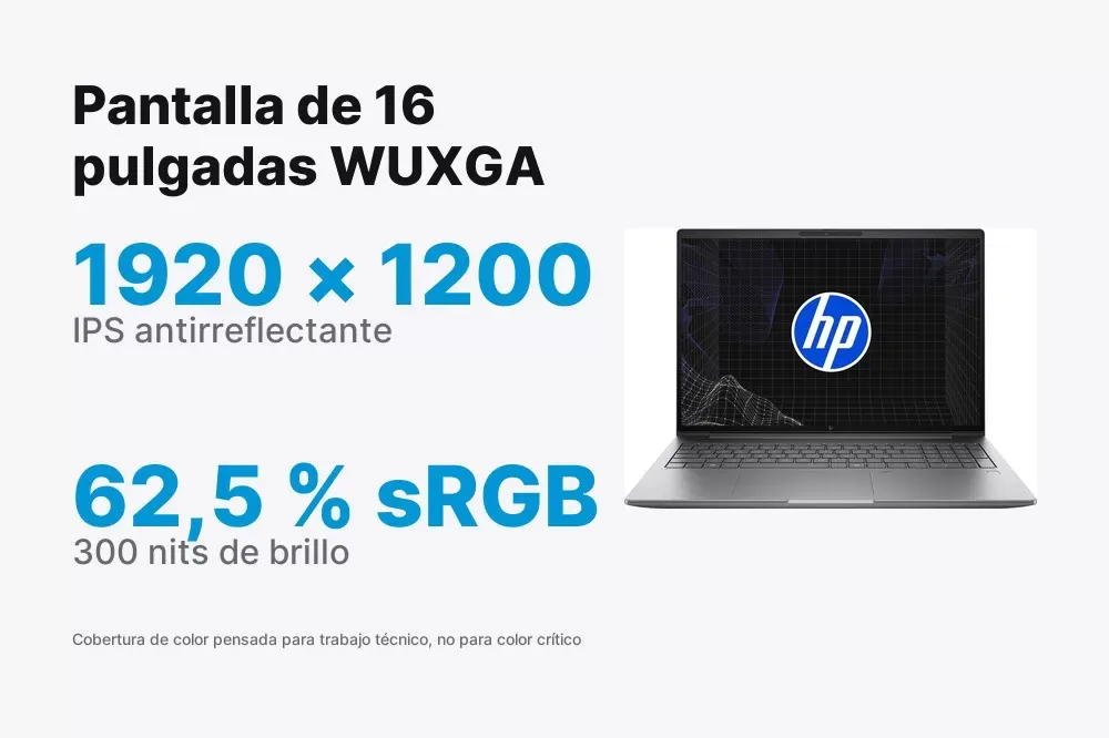 Pantalla WUXGA de 16 pulgadas del HP ZBook X G1i
