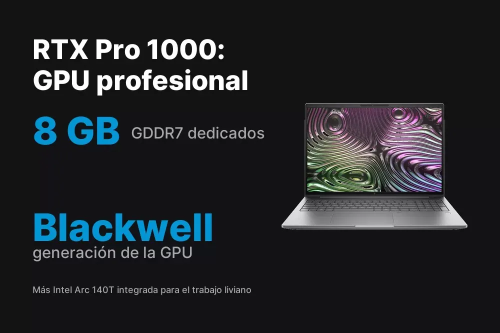 HP ZBook X G1i con NVIDIA RTX Pro 1000 de 8 GB GDDR7