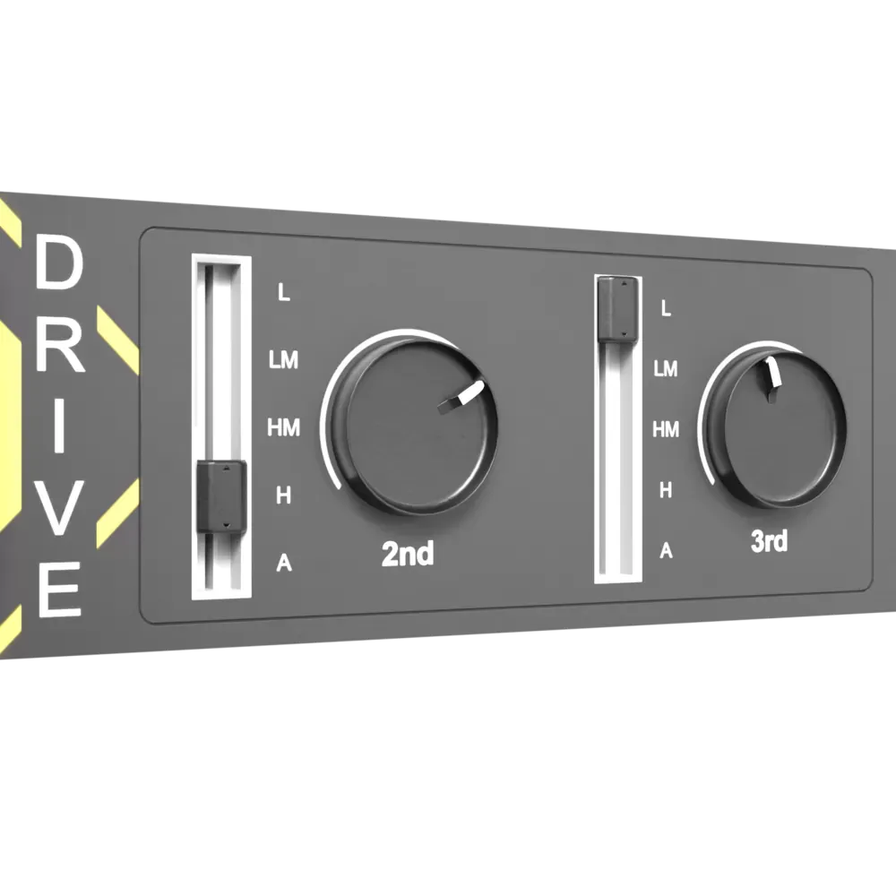 Ice Audio Punch Maker — knobs de drive 2nd y 3rd con selector de rango L, LM, HM, H, A