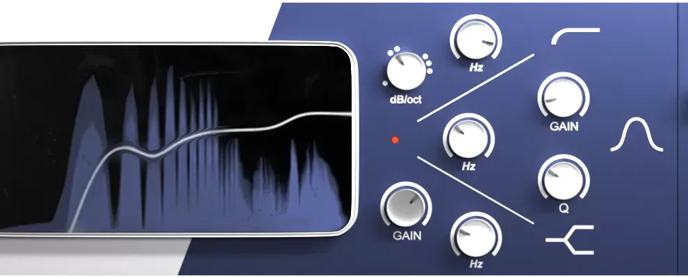 Ice Audio Vocal Band — ecualizador de tres filtros con analizador de espectro