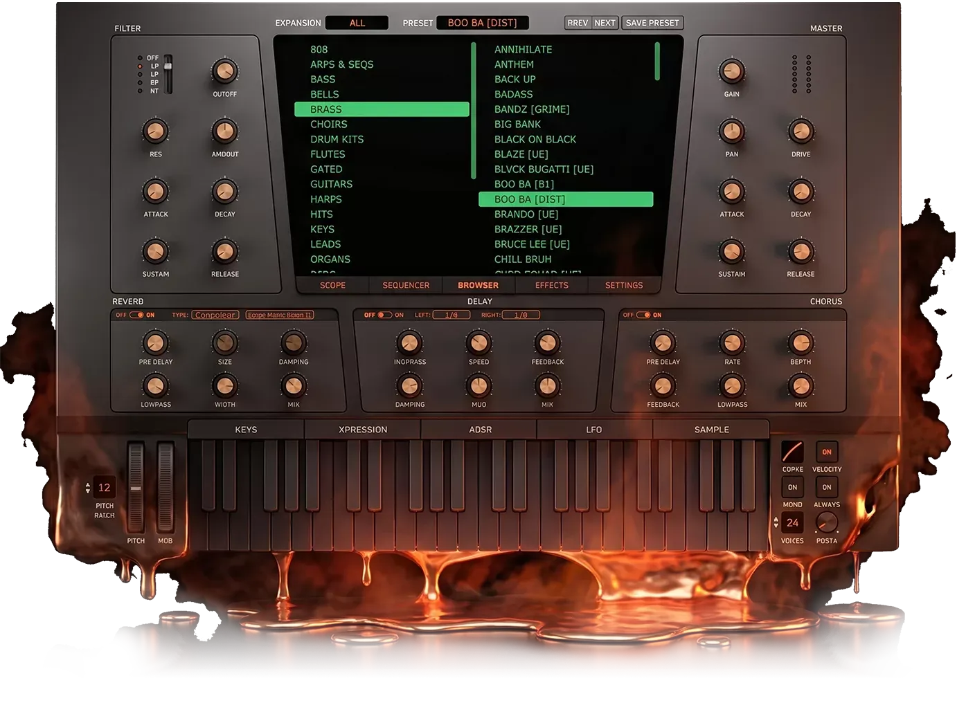 Sintetizadores e instrumentos: Sektor, Heat Up y 808 Studio