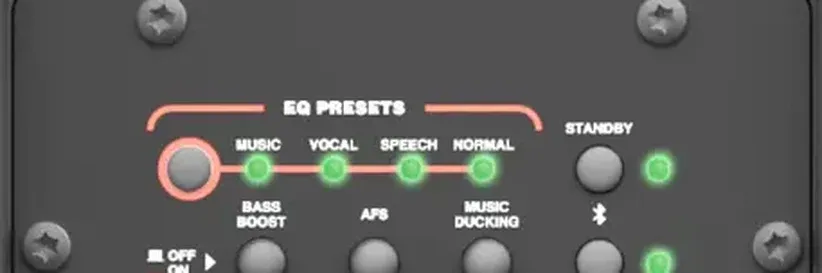 Presets de ecualización MUSIC, VOCAL, SPEECH y NORMAL del JBL IRX108BT