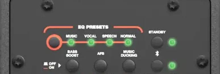 Presets de ecualización MUSIC, VOCAL, SPEECH y NORMAL del JBL IRX112BT