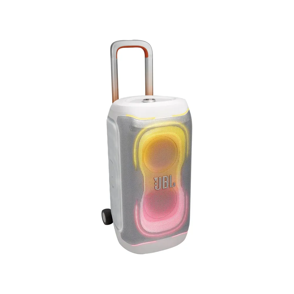 JBL PartyBox 330 en blanco, vista de tres cuartos