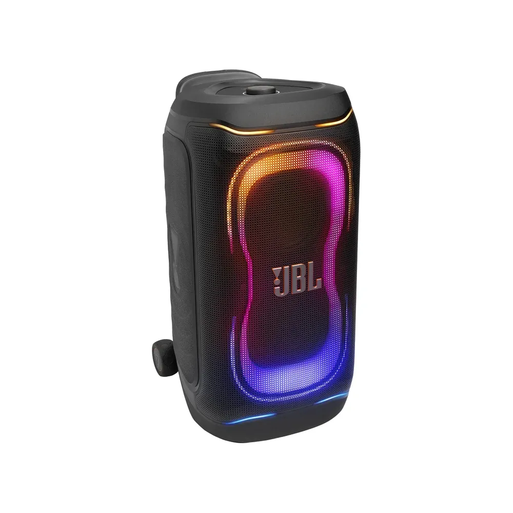 JBL PartyBox 330 en negro con sus luces encendidas