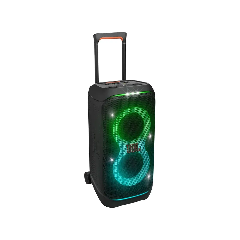 JBL PartyBox Stage 320 con su asa telescópica levantada