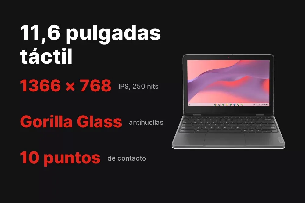 Pantalla táctil de 11,6 pulgadas con Gorilla Glass del 300e Yoga Chromebook