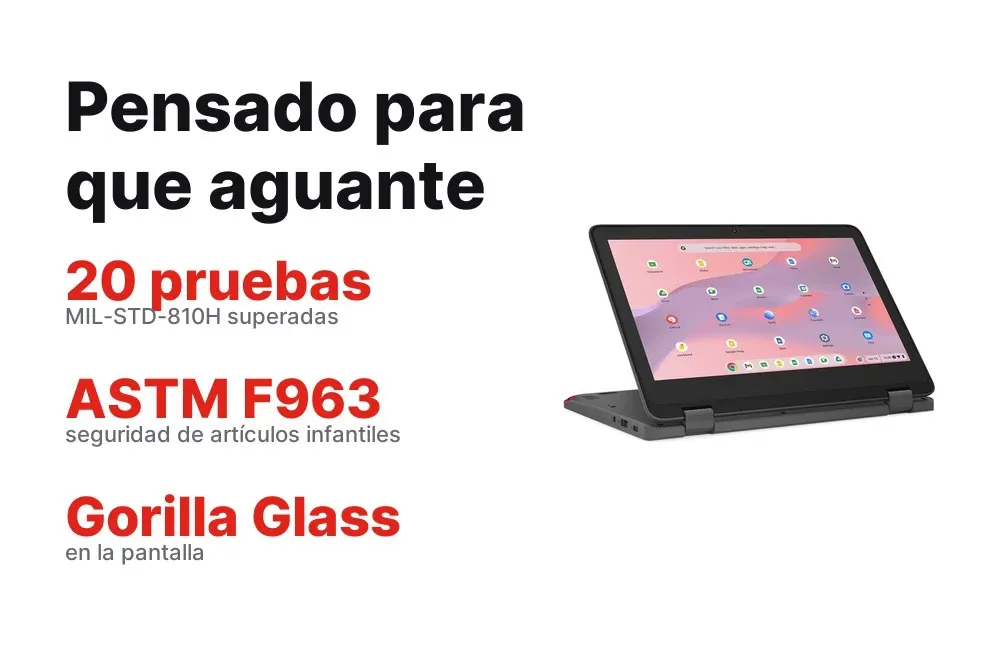 Resistencia MIL-STD-810H y Gorilla Glass del Lenovo 300e Yoga Chromebook