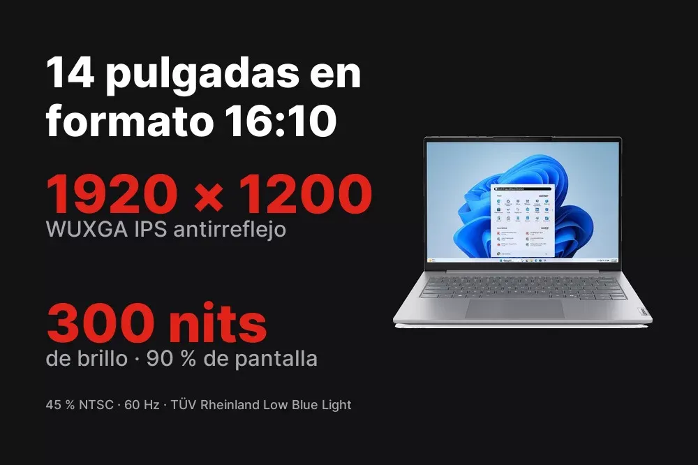 Pantalla WUXGA de 14 pulgadas en 16:10 del ThinkBook 14 G8