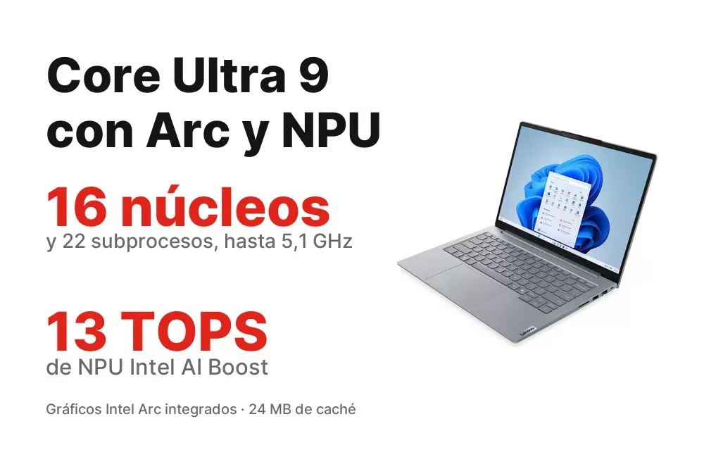 Versión Core Ultra 9 del ThinkBook 14 G8 con gráficos Arc y NPU