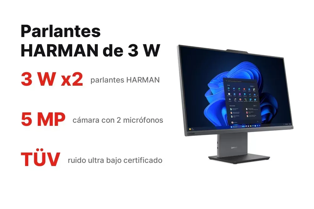 Parlantes HARMAN y cámara de 5 MP del ThinkCentre neo 50a 24