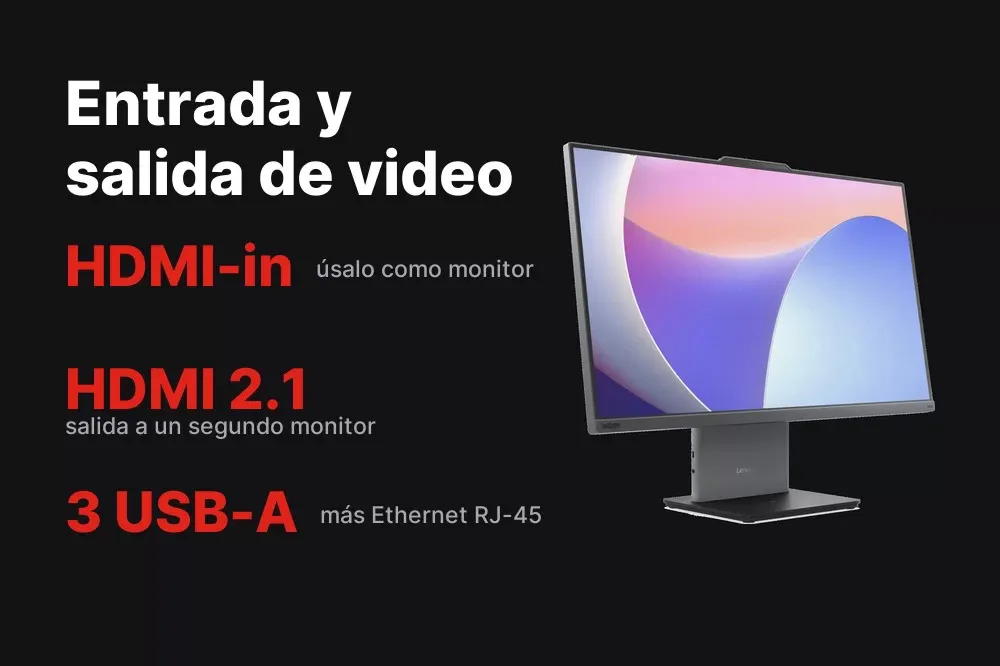 Entrada y salida HDMI del ThinkCentre neo 50a 27