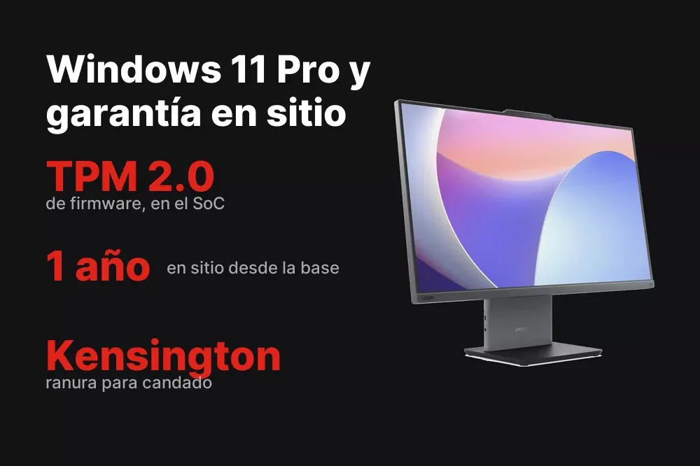 Windows 11 Pro y garantía en sitio del ThinkCentre neo 50a 27