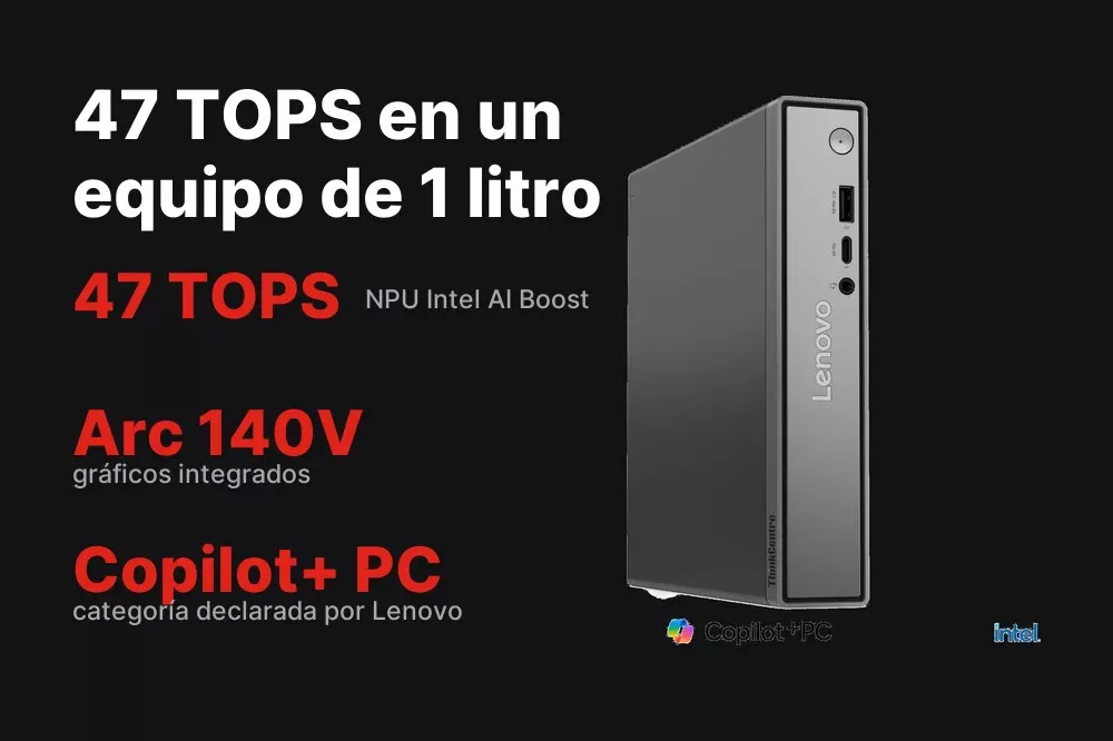 NPU Intel AI Boost de 47 TOPS del ThinkCentre neo 50q Tiny