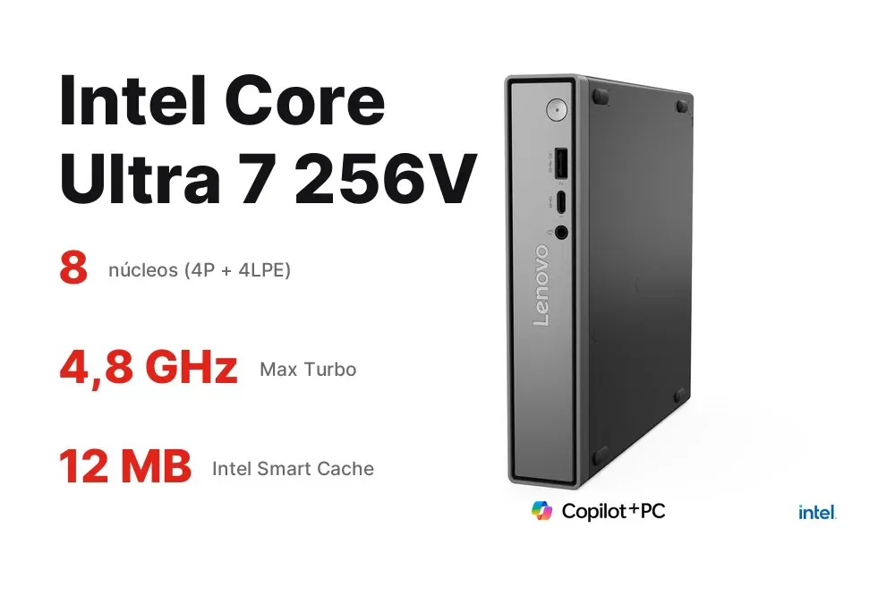 Procesador Intel Core Ultra 7 256V del ThinkCentre neo 50q Tiny