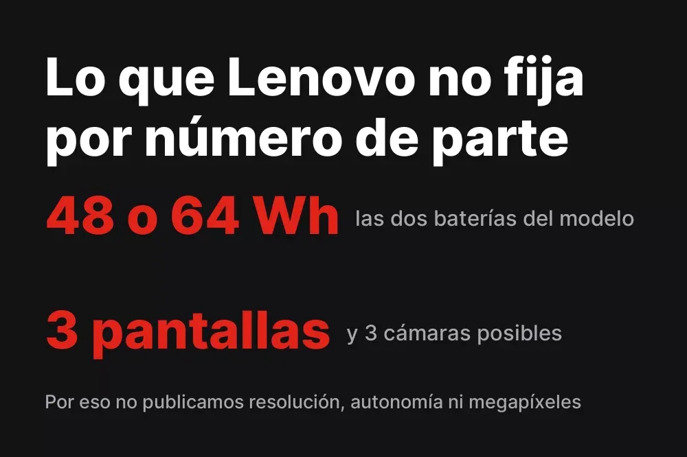 Datos que Lenovo no fija por número de parte en el ThinkPad E16 Gen 3