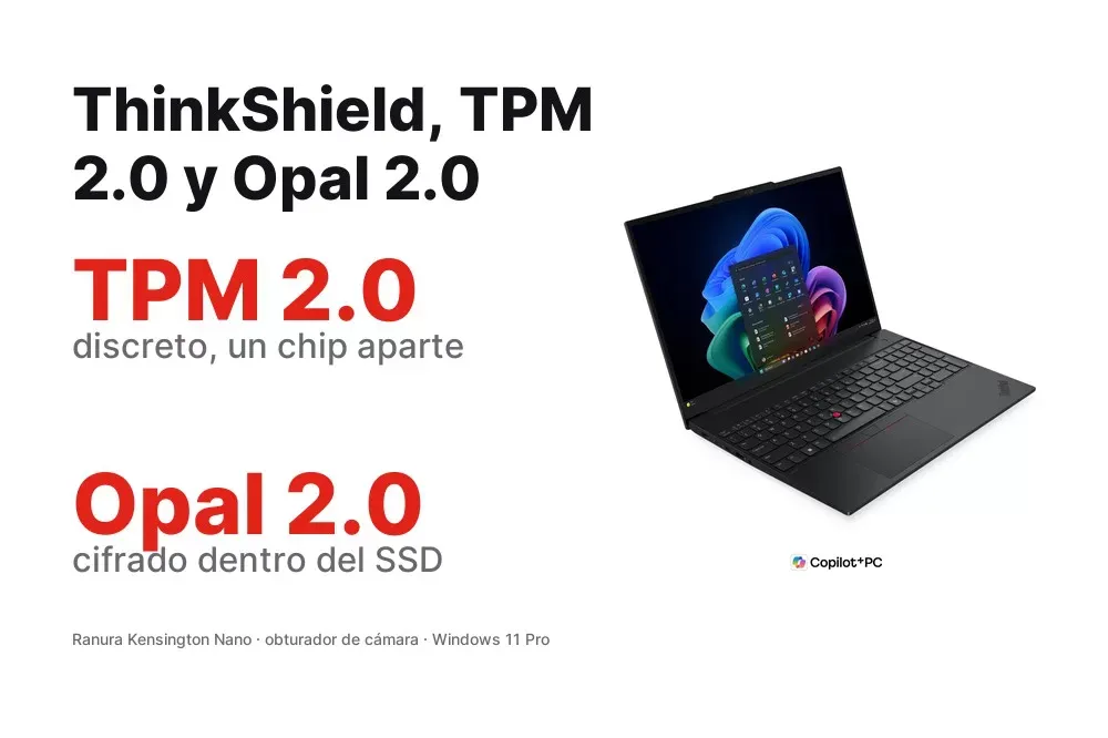 Seguridad ThinkShield y SSD Opal 2.0 del ThinkPad E16 Gen 3