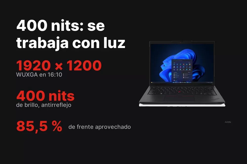 Pantalla WUXGA IPS de 400 nits del ThinkPad L14 Gen 6