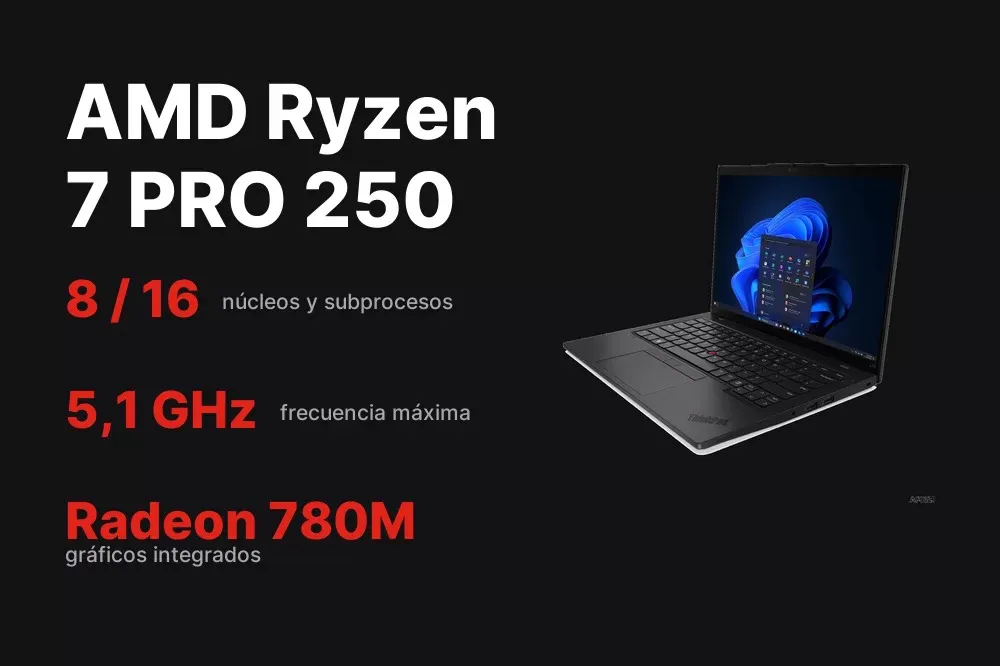 Procesador AMD Ryzen 7 PRO 250 del ThinkPad L14 Gen 6