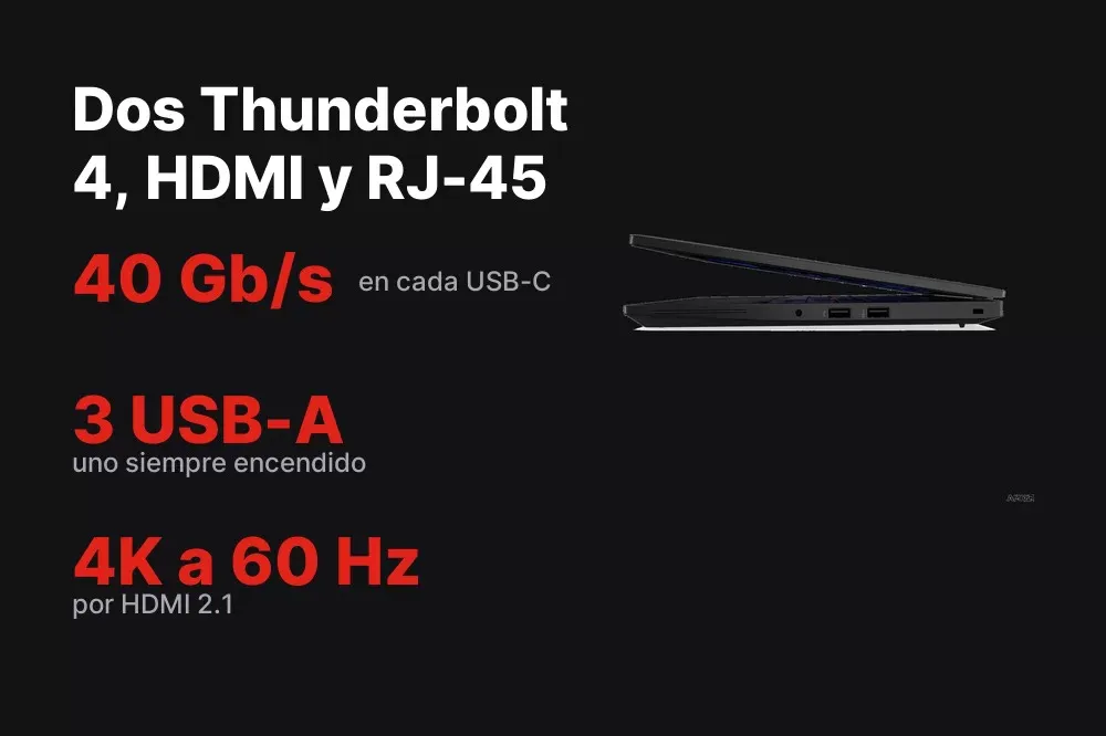 Dos Thunderbolt 4, HDMI 2.1 y RJ-45 del ThinkPad L14 Gen 6