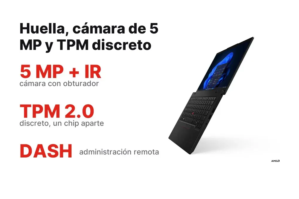 Cámara de 5 MP con infrarrojo y lector de huellas del ThinkPad L14 Gen 6