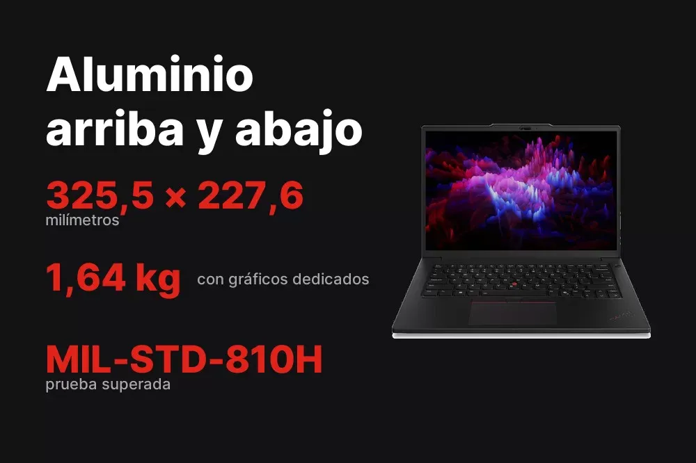 Chasis de aluminio de 1,64 kg del ThinkPad P14s Gen 6