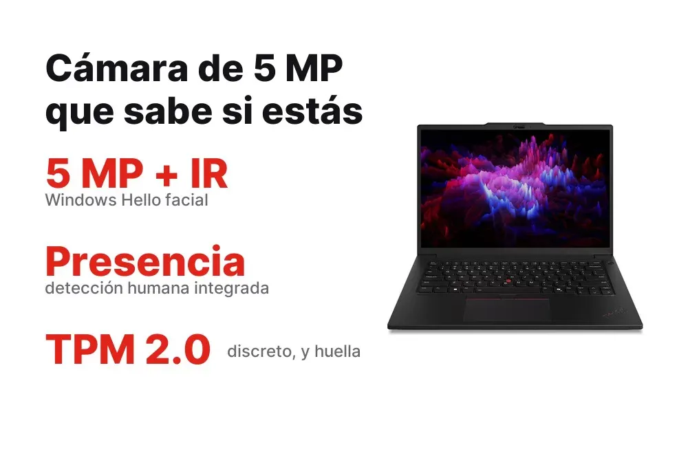 Cámara de 5 MP con infrarrojo y detección de presencia del ThinkPad P14s Gen 6