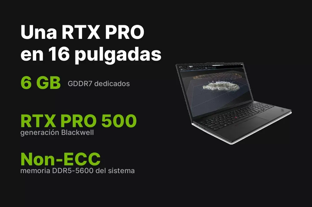 NVIDIA RTX PRO 500 Blackwell con 6 GB GDDR7 del ThinkPad P16s Gen 4