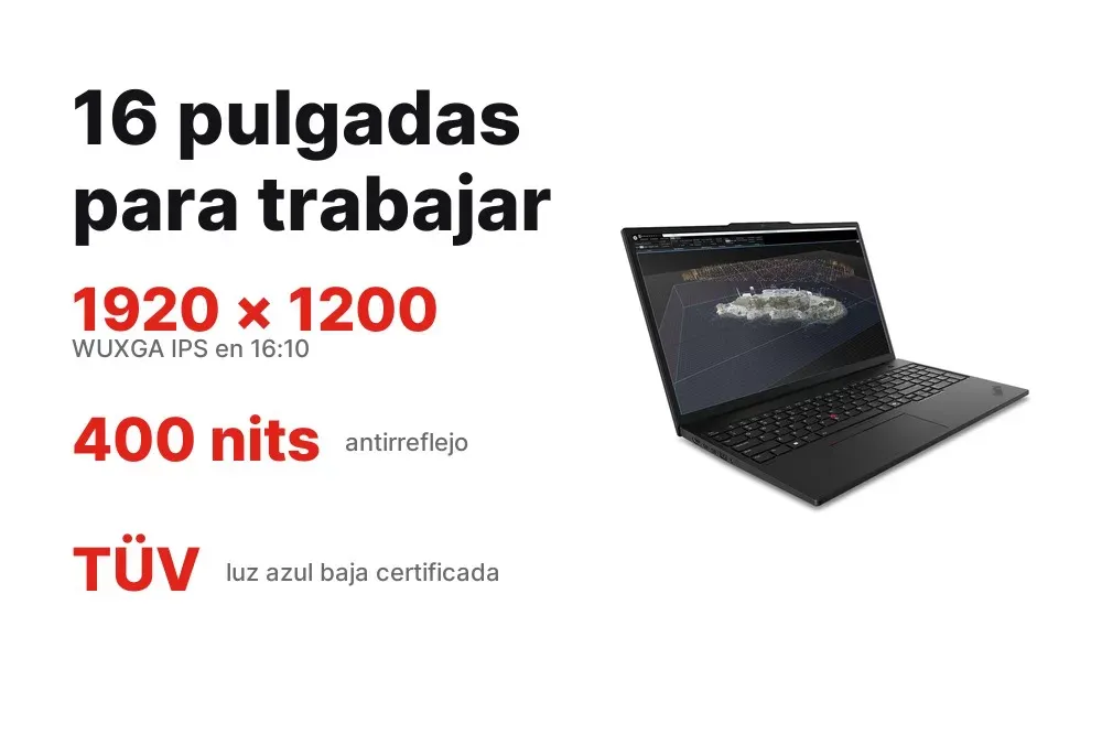 Pantalla de 16 pulgadas WUXGA de 400 nits del ThinkPad P16s Gen 4