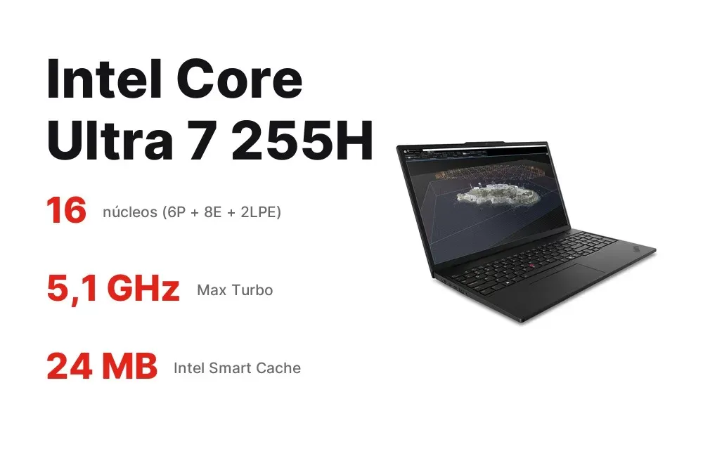 Procesador Intel Core Ultra 7 255H de 16 núcleos del ThinkPad P16s Gen 4
