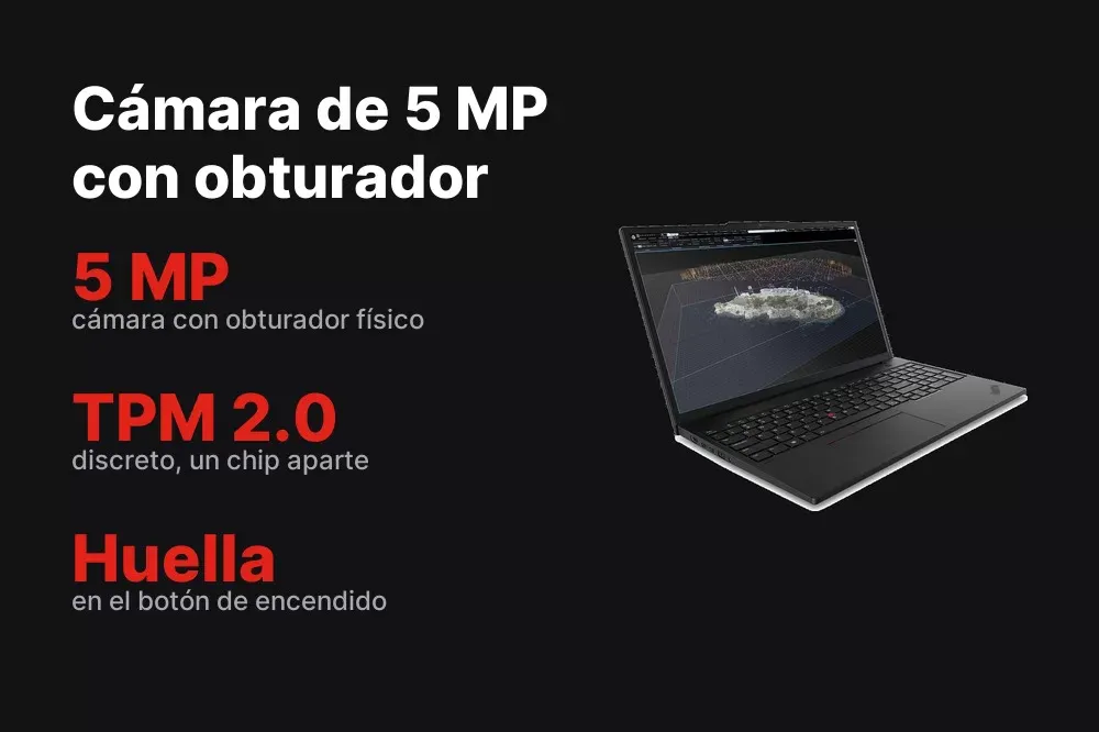 Cámara de 5 MP con obturador del ThinkPad P16s Gen 4