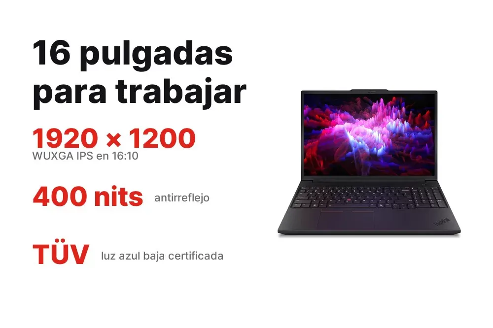 Pantalla de 16 pulgadas y cámara de 5 MP del ThinkPad P16v Gen 3
