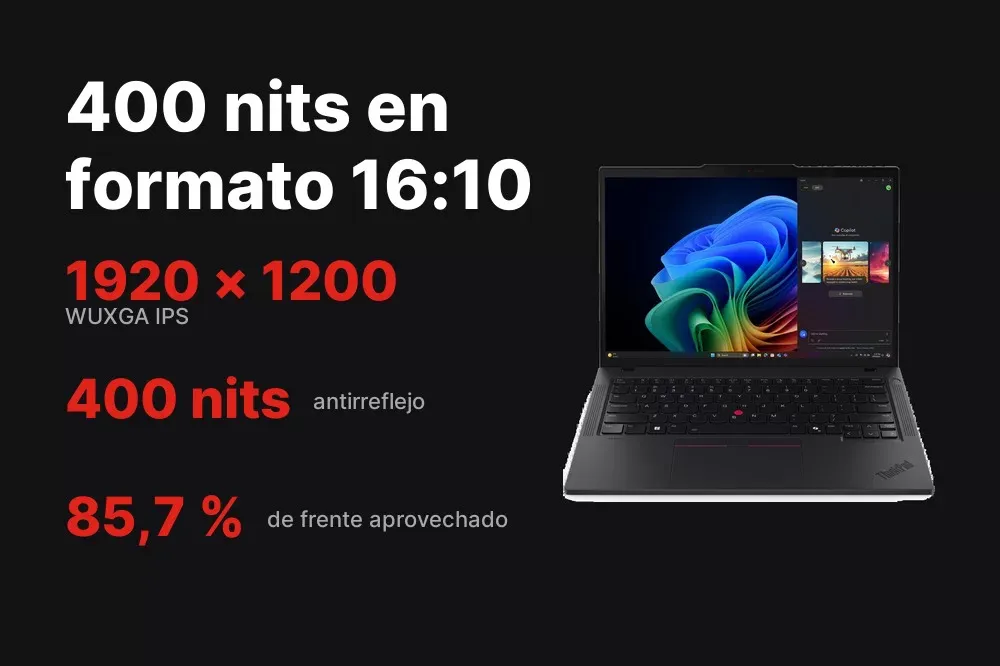 Pantalla WUXGA IPS de 400 nits del ThinkPad T14 Gen 6