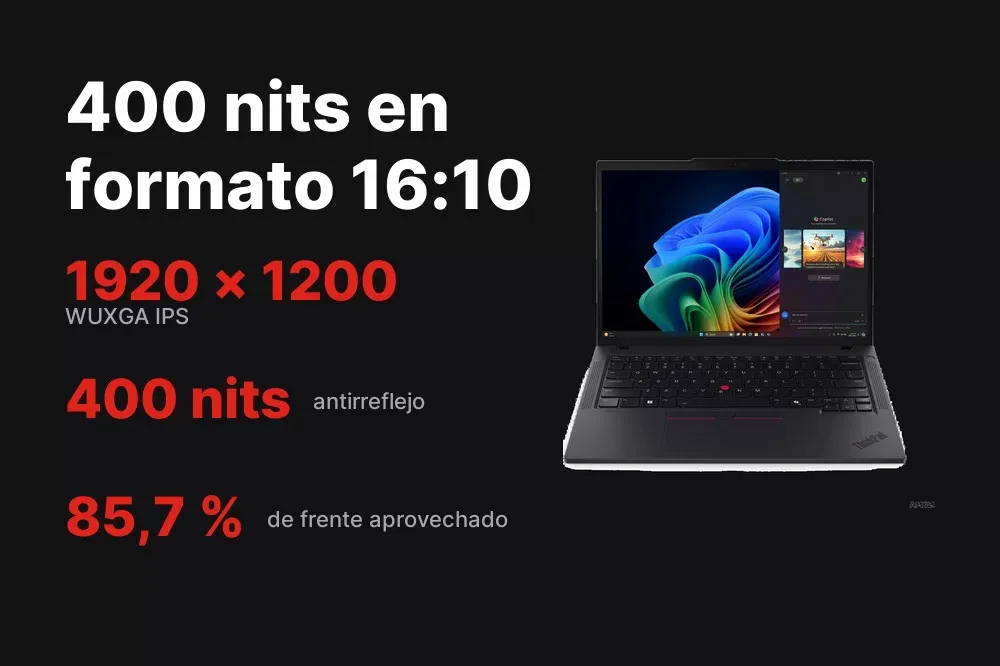 Pantalla WUXGA IPS de 400 nits del ThinkPad T14 Gen 6 AMD