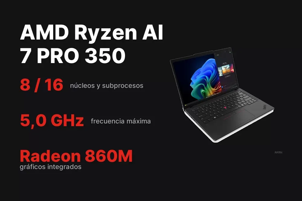 Procesador AMD Ryzen AI 7 PRO 350 del ThinkPad T14 Gen 6