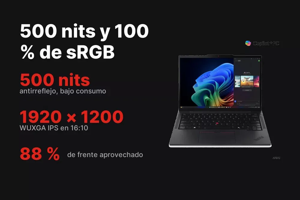 Pantalla WUXGA IPS de 500 nits del ThinkPad T14s Gen 6