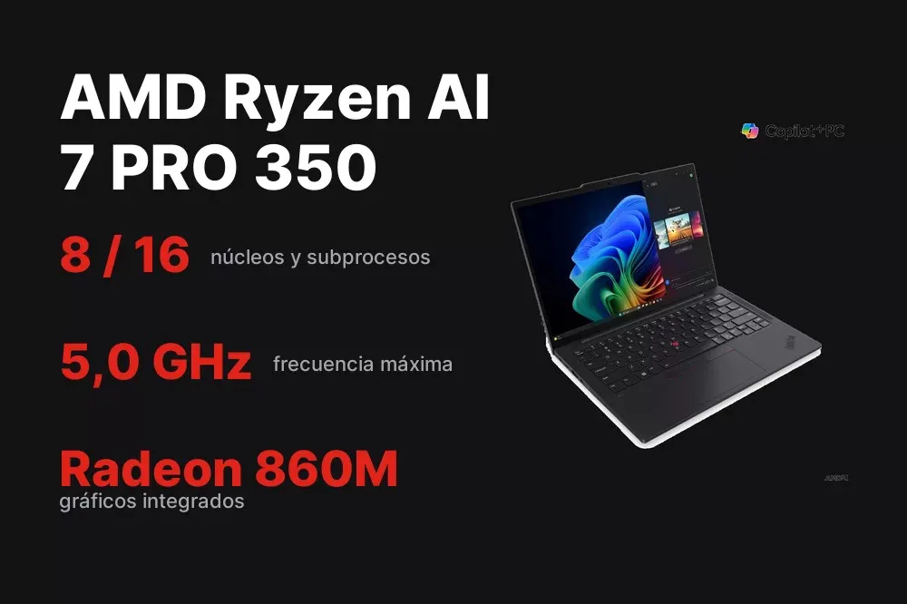 Procesador AMD Ryzen AI 7 PRO 350 del ThinkPad T14s Gen 6