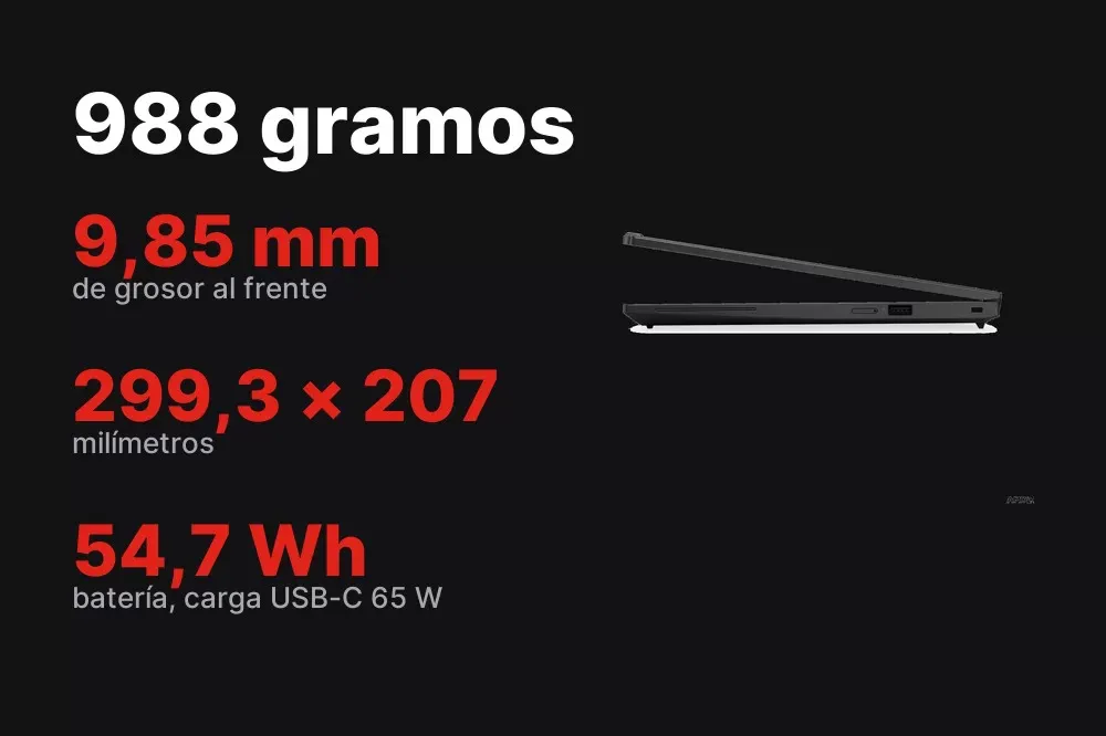 ThinkPad X13 Gen 6 de 988 gramos y 9,85 mm de grosor