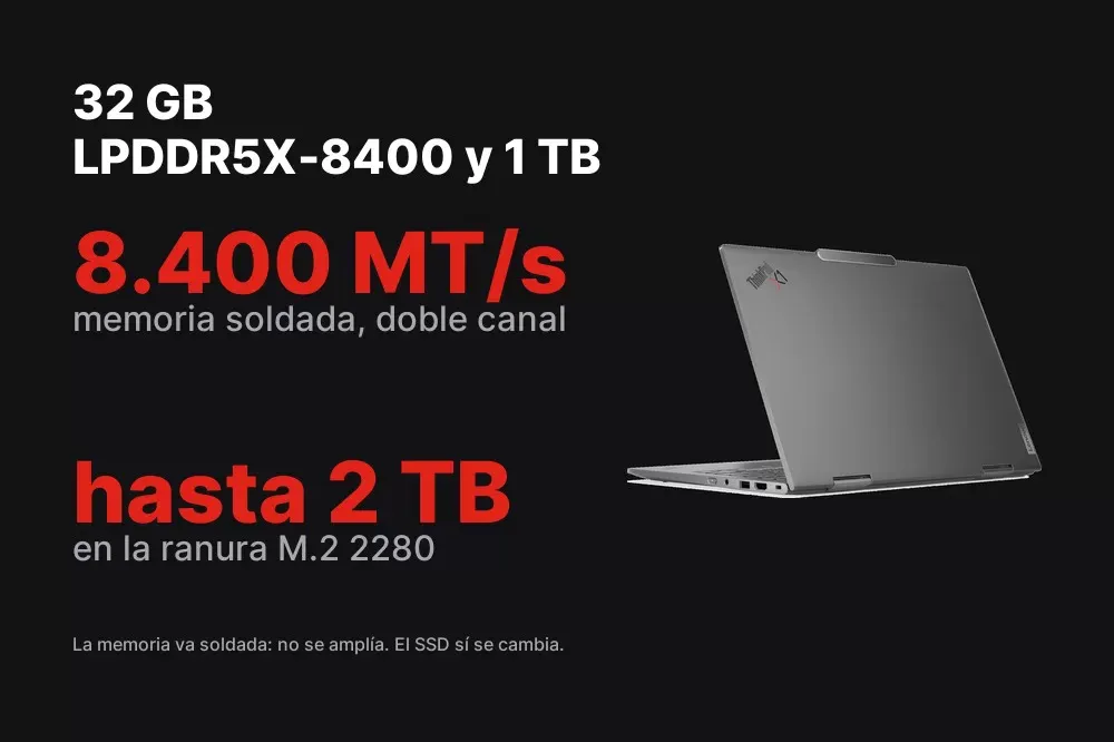 32 GB LPDDR5X-8400 y SSD de 1 TB del ThinkPad X1 2-en-1 Gen 10