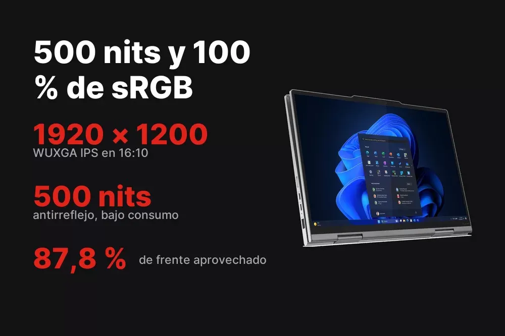 Pantalla WUXGA de 500 nits con 100 % de sRGB del ThinkPad X1 2-en-1