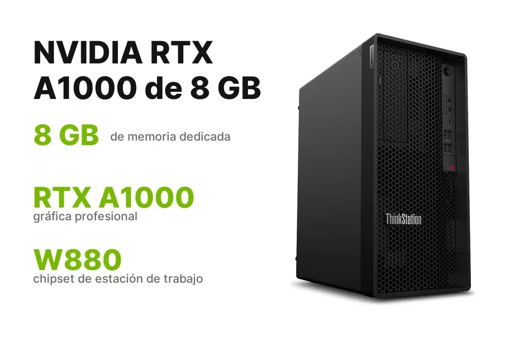 Tarjeta NVIDIA RTX A1000 de 8 GB de la ThinkStation P2 Tower
