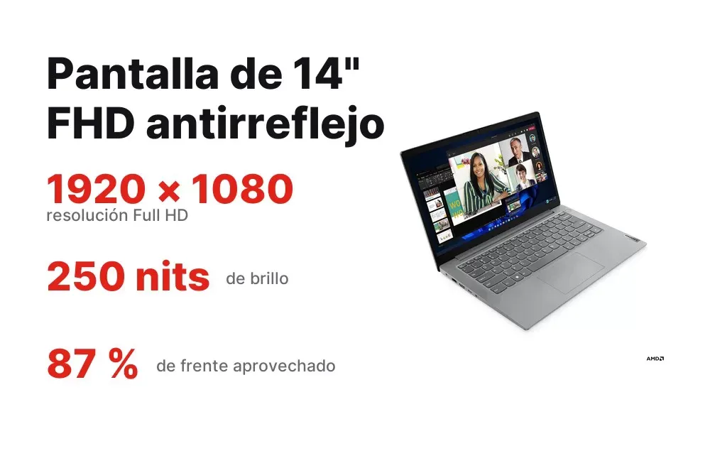 Pantalla de 14 pulgadas Full HD antirreflejo del Lenovo V14 G4