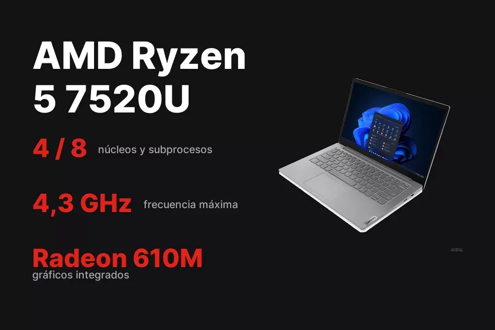 Procesador AMD Ryzen 5 7520U del Lenovo V14 G4
