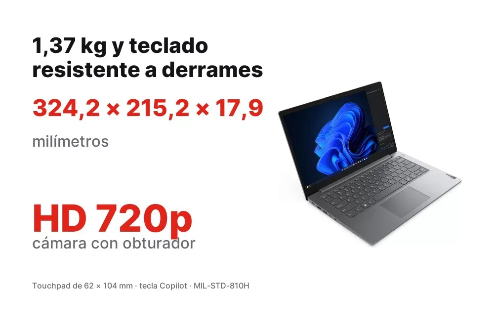 Chasis de 1,37 kg y teclado resistente a derrames del V14 G5