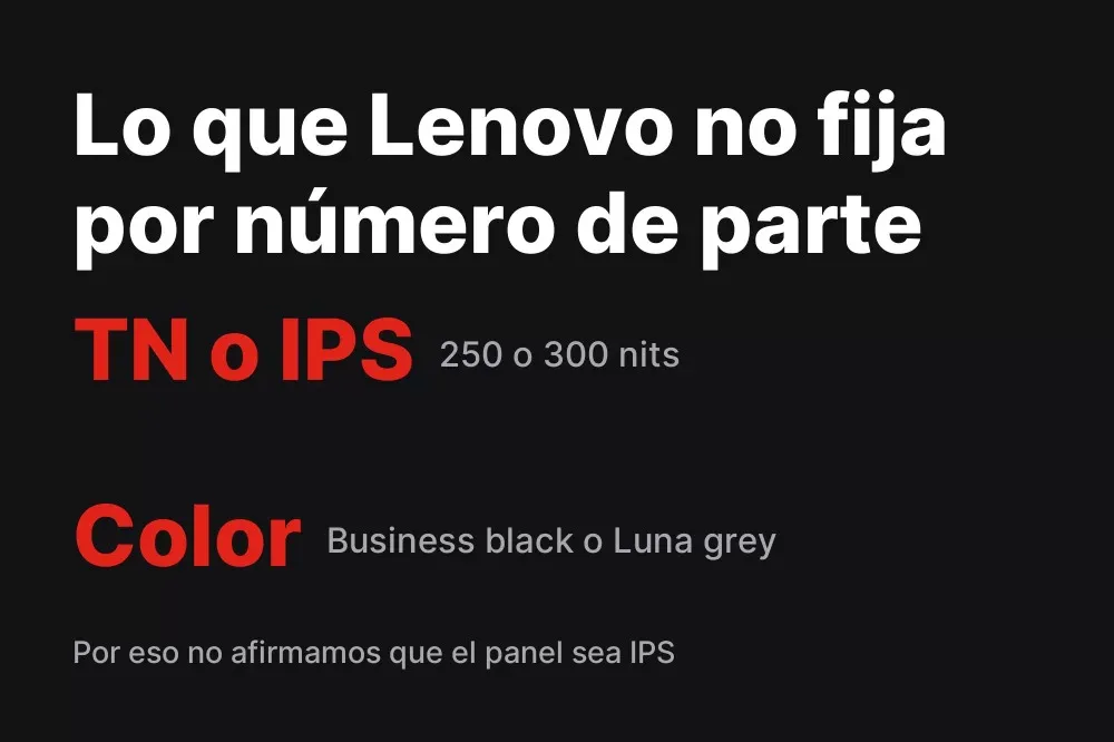 Datos que Lenovo no fija por número de parte en el V14 G5